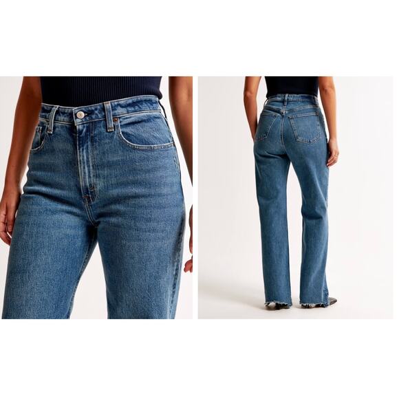 Abercrombie & Fitch 90's Relaxed High Rise Curve Love Jeans Sz 4 long - Picture 2 of 10